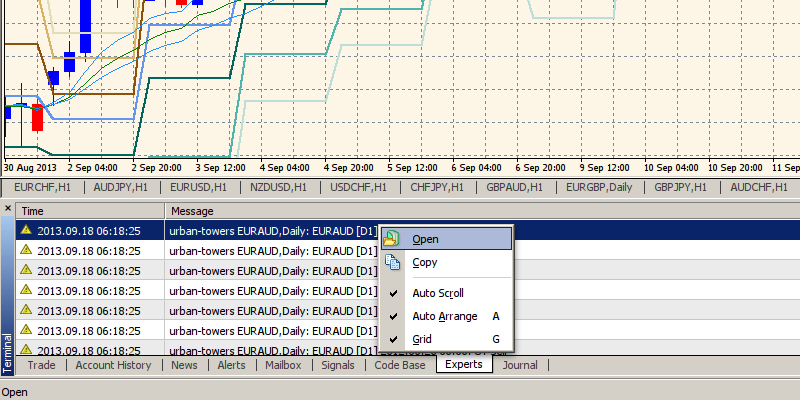 Flush contents of buffer to disk by right-clicking on the Experts tab and then selecting the Open option.