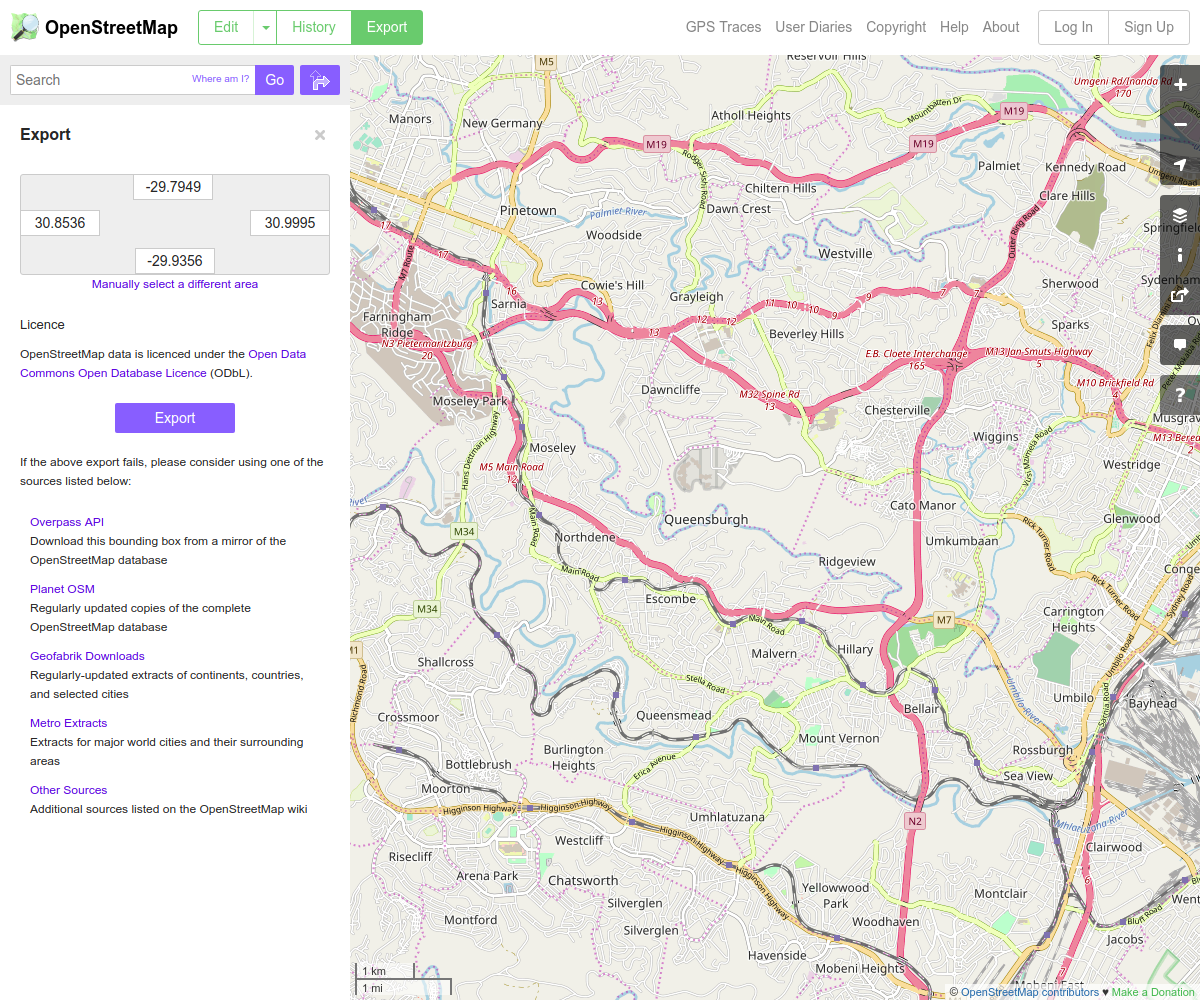 Exporting data from OpenStreetMap.