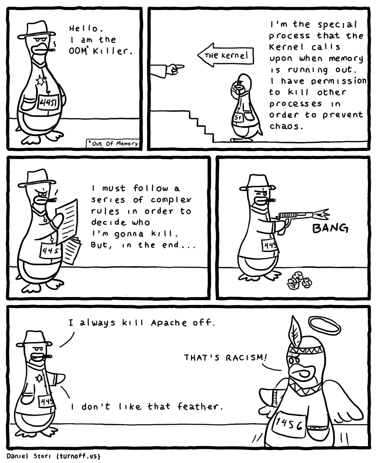 Comic about the Out of Memory (OOM) killer.