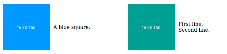 A blue square and a green square.